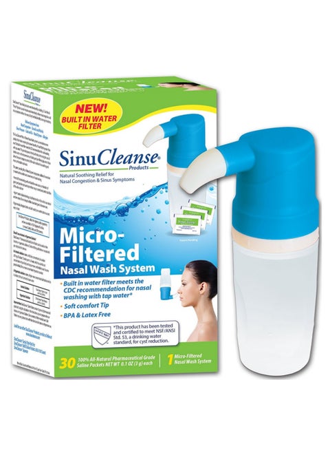 SinuCleanse Micro Filtered Nasal Wash System Sinus Cleanse and Cleaning Saline Irrigation Flush System 30 Count