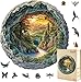 Jollitot Wooden Jigsaw Puzzles for Adults 200 Pieces Round 3D Effect Cave Forest Nature Landscape Unique Shape Wood Puzzle Christmas Holliday Birthday Gifts for Men Women Wall Art Decor 114in - Image 2