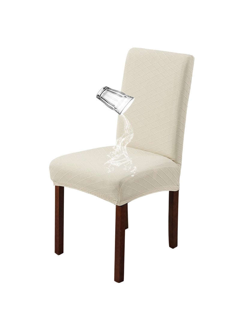 4-Piece Dining Chair Cover Set Beige - Image 2