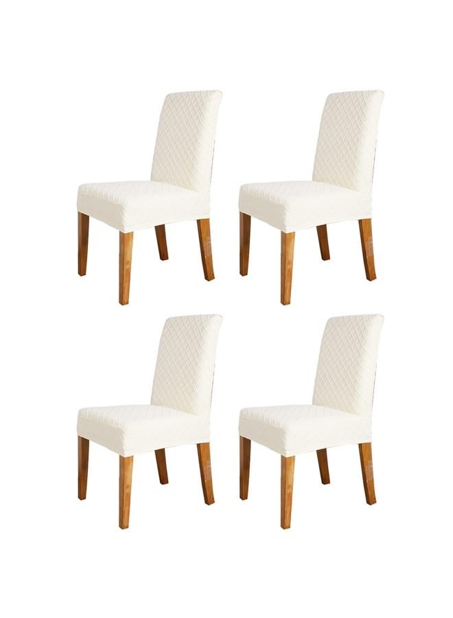 4-Piece Dining Chair Cover Set Beige - Image 1