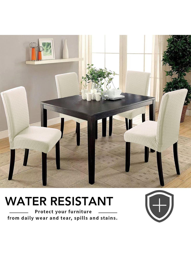 4-Piece Dining Chair Cover Set Beige - Image 4