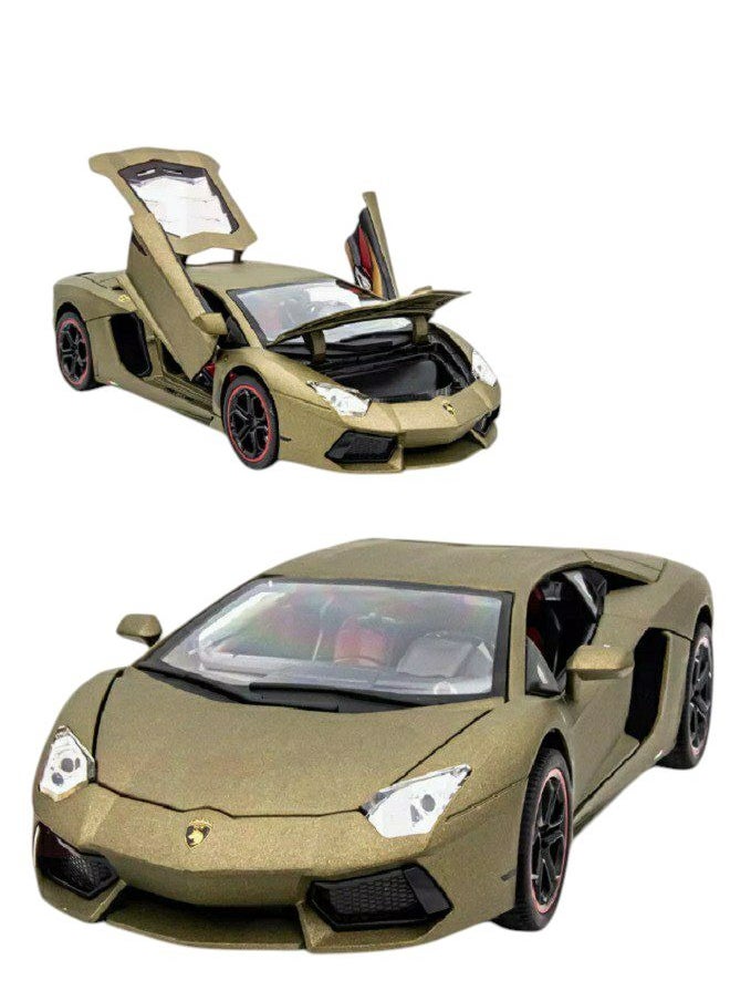 die cast 1:18 Lamborghini Aventador LP 700-4, Luxury Car Alloy Metal Pull Back Die-Cast Car Scale Model Pullback, with Sound Light Mini Auto Toy - Best Gifts For Collectables Cars (Khaki)  - Image 1