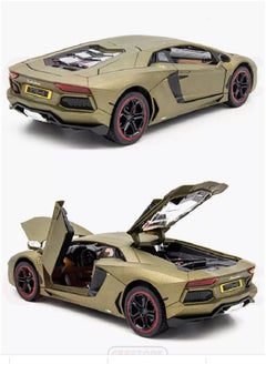die cast 1:18 Lamborghini Aventador LP 700-4, Luxury Car Alloy Metal Pull Back Die-Cast Car Scale Model Pullback, with Sound Light Mini Auto Toy - Best Gifts For Collectables Cars (Khaki)  - Image 2