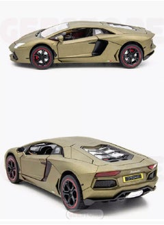 die cast 1:18 Lamborghini Aventador LP 700-4, Luxury Car Alloy Metal Pull Back Die-Cast Car Scale Model Pullback, with Sound Light Mini Auto Toy - Best Gifts For Collectables Cars (Khaki)  - Image 3