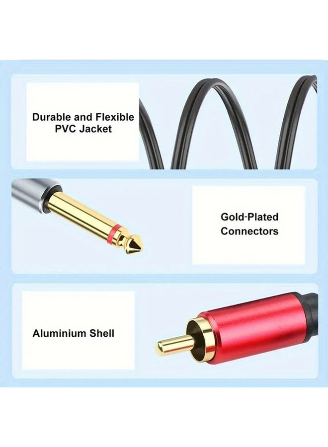 Gold Plated 2RCA to 6.35mm Audio Cable 78 74 Inch Double Shielded for Speaker DVD Microphone - Image 2