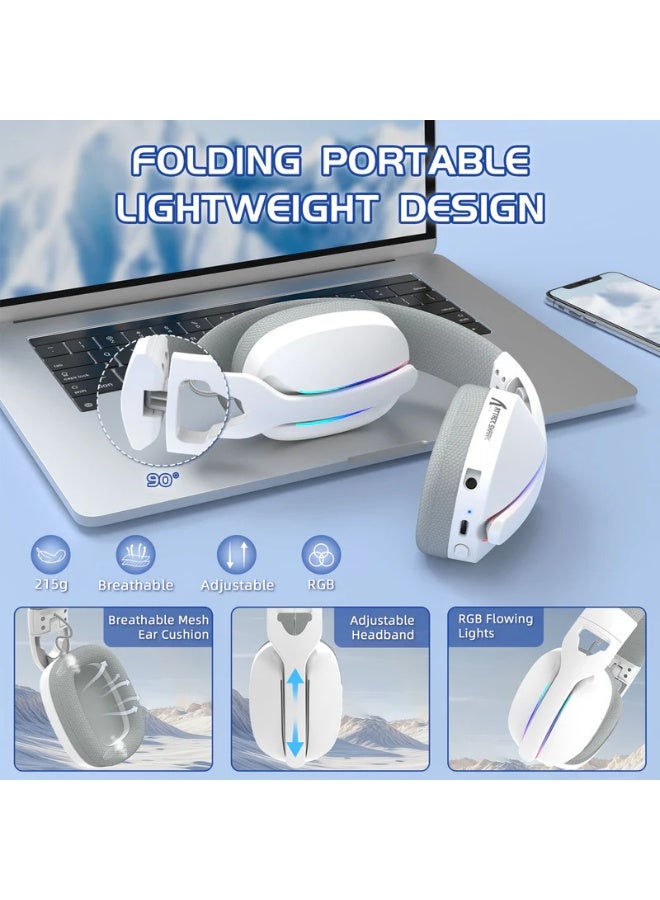 Attack Shark L90 Wireless Gaming Headset RGB, Tri-Mode 2.4G + Bluetooth 5.3 + Wired, 40mm Drivers, 7.1 Surround, Noise Cancelling Mic, 800mAh Battery, Lightweight 215g, PS5/PC/Switch Compatible | White - Image 5