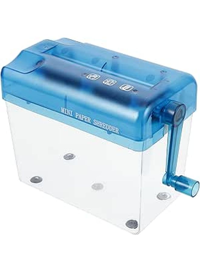 DOITOOL A6 Manual Paper Shredder Mini Hand Crank Desktop Cutting Machine For Home Office Use Blue Plastic - Image 1