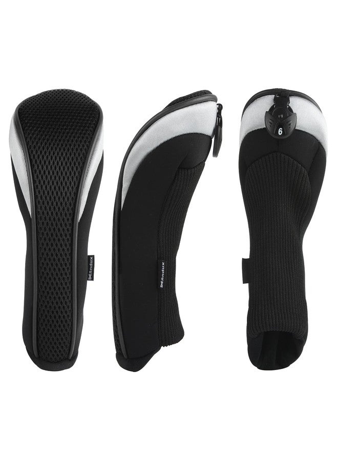 Andux Mesh Golf Hybrid Club Head Covers 4pcs/Set Black/Black - Image 3