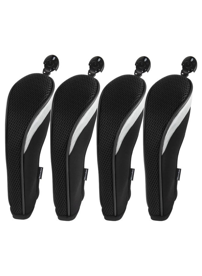 Andux Mesh Golf Hybrid Club Head Covers 4pcs/Set Black/Black - Image 1