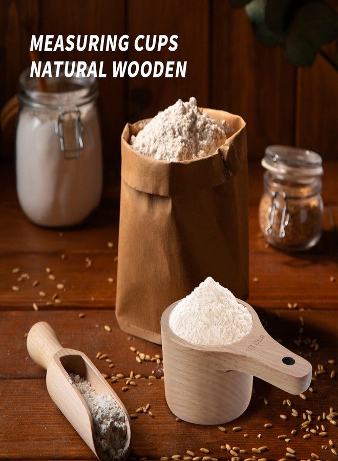 Oedema 1/3 Cup Measuring Cups Natural Wooden Cup Scoop Measure Cup with Polish Finish for Measuring Dry Ingredients, Nuts, Flour - Image 3