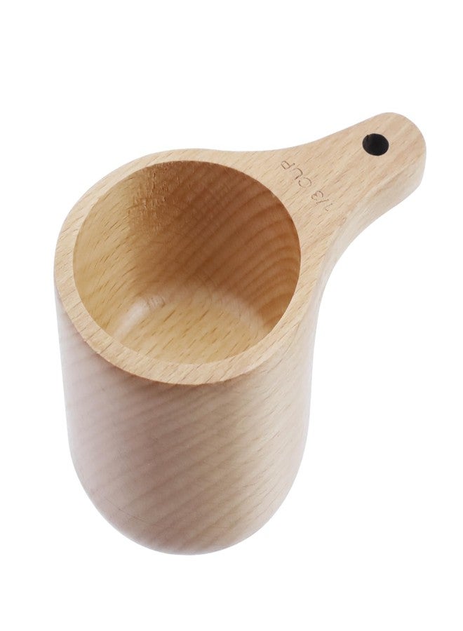 Oedema 1/3 Cup Measuring Cups Natural Wooden Cup Scoop Measure Cup with Polish Finish for Measuring Dry Ingredients, Nuts, Flour - Image 1