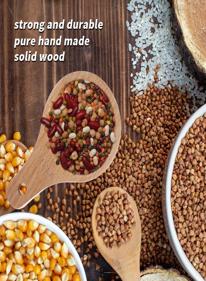 Oedema 1/3 Cup Measuring Cups Natural Wooden Cup Scoop Measure Cup with Polish Finish for Measuring Dry Ingredients, Nuts, Flour - Image 4