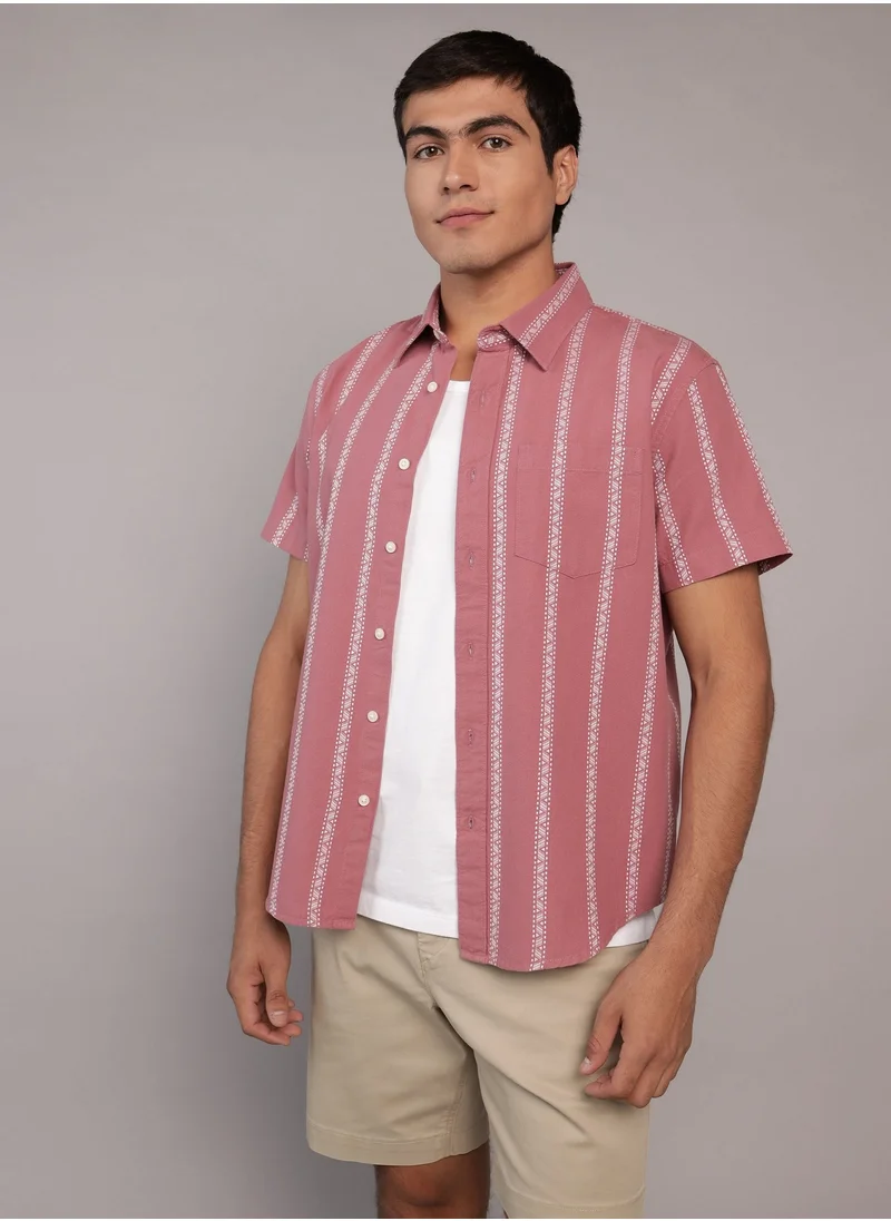 امريكان ايجل AE Poolside Striped Button-Up Shirt