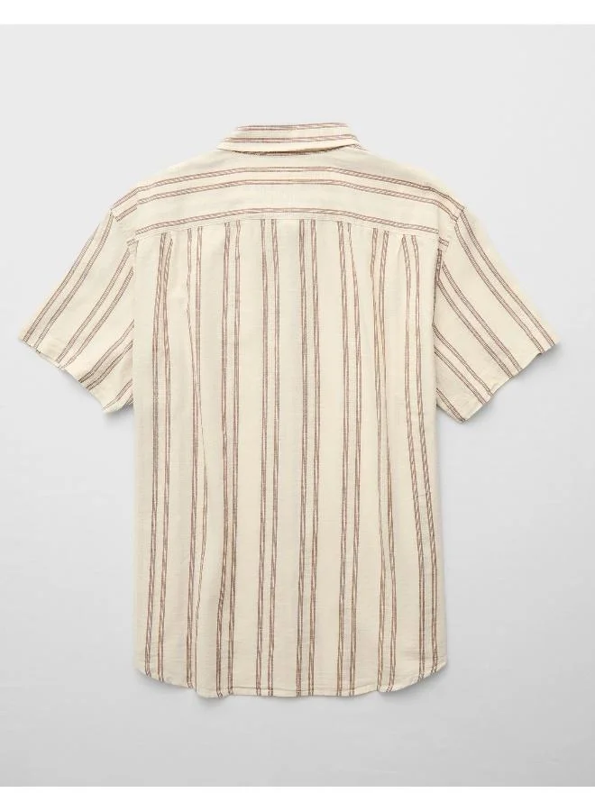 American Eagle AE Poolside Striped Button-Up Shirt