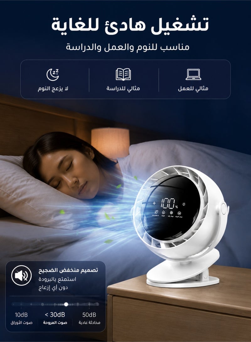 Monda USB Clip Fan, Mini Portable Desk Fan, Strong Airflow Quiet Electric Fan, Adjustable Clip-On Desktop Cooling Fan, 3 Speed USB Powered Small Fan for Office Bedroom Dorm Travel, White - Image 4