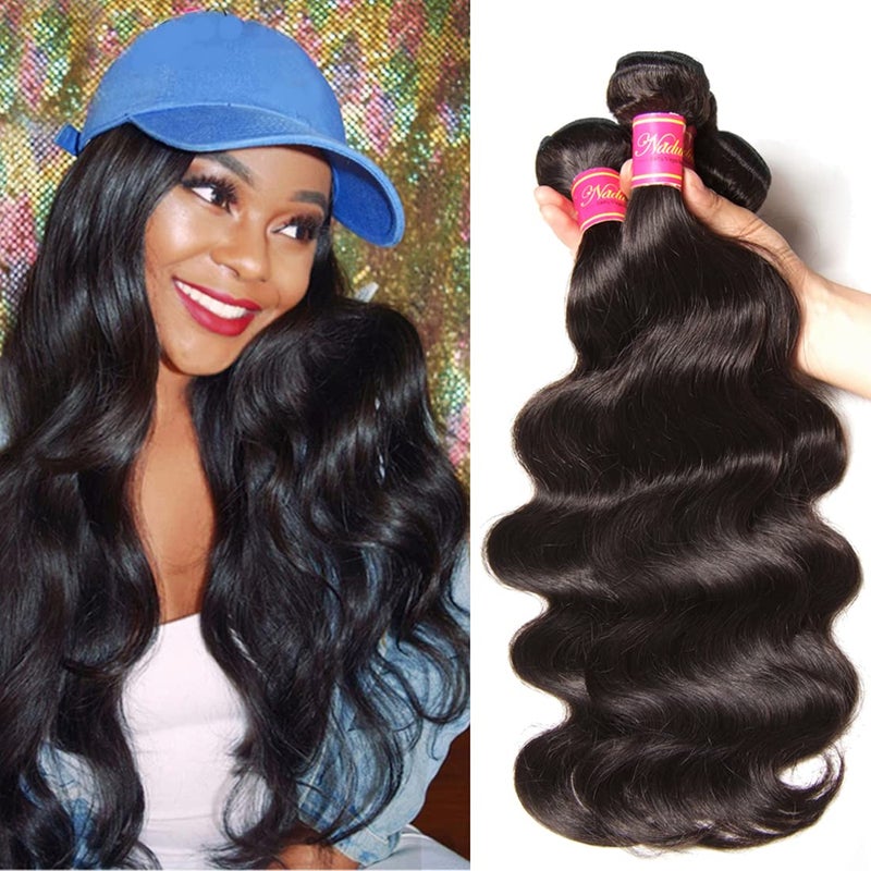 Nadula Hair 12A Brazilian Body Wave Virgin Human Hair 3 Bundles 8 10 12 100 Unprocessed Brazilian Wavy Human Hair Weave Extensions for Black Women Natural Color
