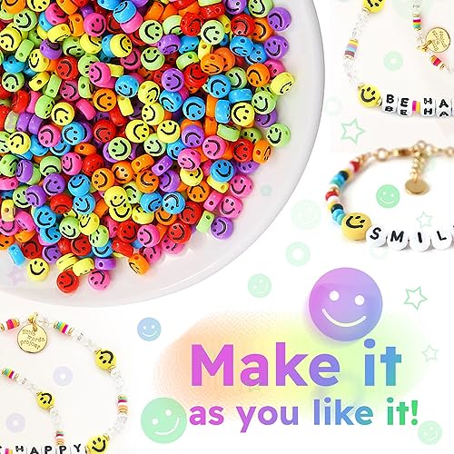 KLAJA 650 Pcs of Smiley Face Beads, 7x4 mm, Big Pack | Mixed Colorful Beads, Happy Face Beads for DIY Jewelry Bracelet Earring Necklace Craft Making Supplies - Image 4