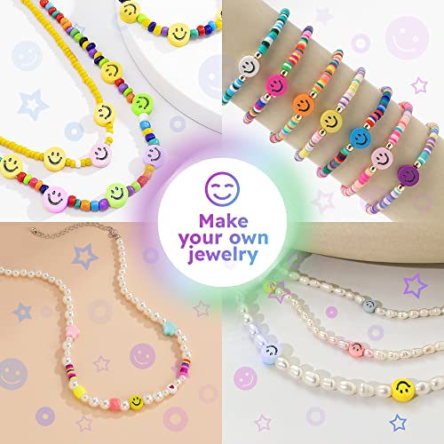 KLAJA 650 Pcs of Smiley Face Beads, 7x4 mm, Big Pack | Mixed Colorful Beads, Happy Face Beads for DIY Jewelry Bracelet Earring Necklace Craft Making Supplies - Image 2