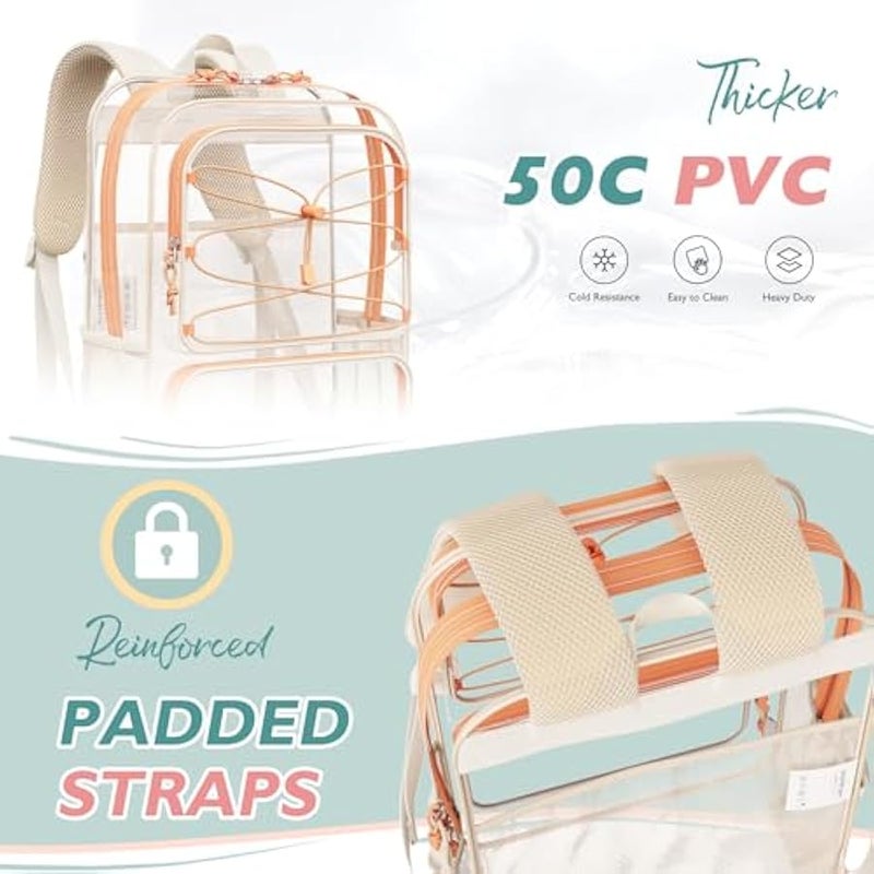 مومور حقيبة ظهر شفافة شديدة التحمل سميكة من بلاستيك PVC حقيبة كتب شفافة للمدرسة حقائب ظهر شفافة كبيرة شفافة - Image 4