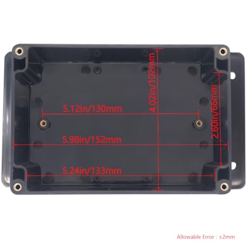 Raculety Project Box ABS Black Electrical Boxes IP65 Outdoor Waterproof Box Electronic Junction Box Fixed Ear Power Enclosure with Cable Glands for DIY Project 6.3 x 4.33 x 3.54 inch (160x110x90mm) - Image 4