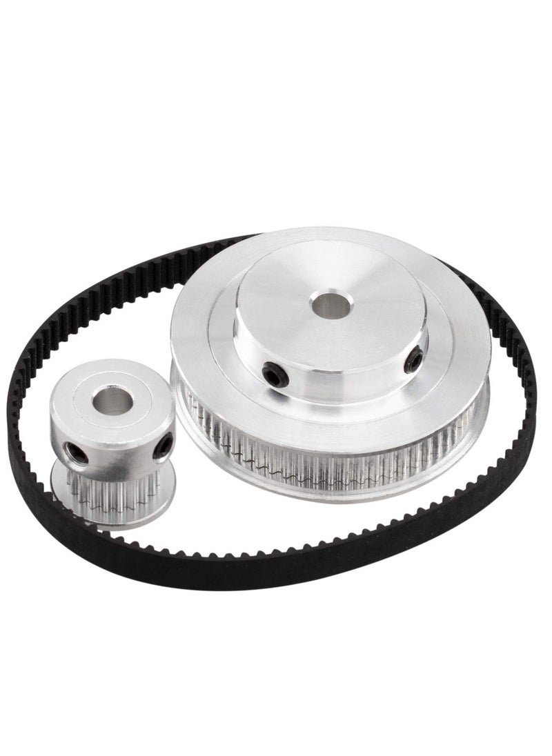 KASTWAVE - 3D Printer Aluminum Timing Belt Pulley Wheel, 2 Kit GT2 Synchronous Wheel 20 & 60 Teeth 5mm Bore, Aluminum Timing Pulley with 2 pcs Length 200mm Width 6mm Belt (bore 5mm (2pcs a Set)) - Image 1