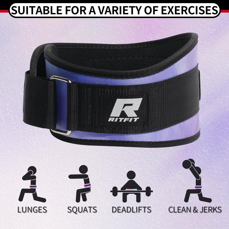 RitFit Weight Lifting Belt for Women- 6-inch Firm & Comfortable Back Support, Best for Workouts at The Gym, Weightlifting or Crossfit. Easily Adjustable, Pink & Red Camo (Galaxy, S(28-32'')) - Image 4