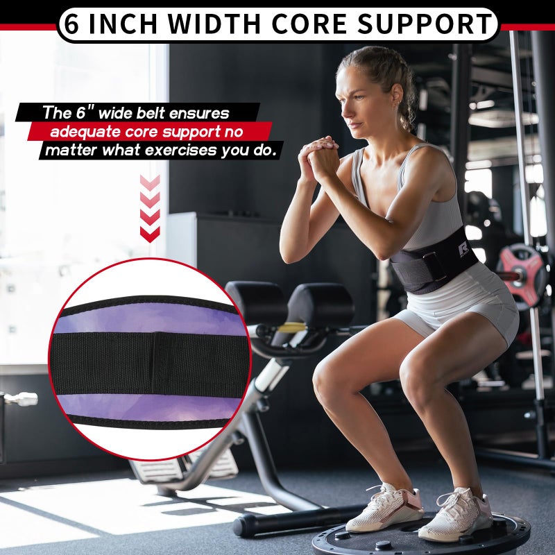 RitFit Weight Lifting Belt for Women- 6-inch Firm & Comfortable Back Support, Best for Workouts at The Gym, Weightlifting or Crossfit. Easily Adjustable, Pink & Red Camo (Galaxy, S(28-32'')) - Image 5