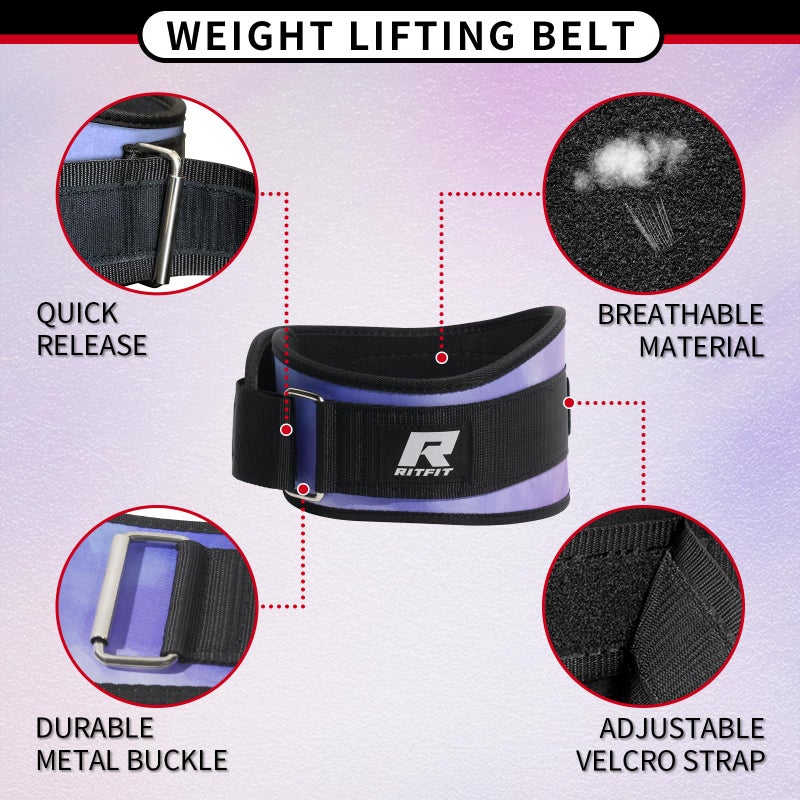RitFit Weight Lifting Belt for Women- 6-inch Firm & Comfortable Back Support, Best for Workouts at The Gym, Weightlifting or Crossfit. Easily Adjustable, Pink & Red Camo (Galaxy, S(28-32'')) - Image 2