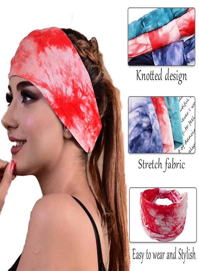Bohend Boho Wide Headband Women Cotton Headbands Knotted Stretchy Bandeau No Slip Yoga Hairband (F) - Image 3
