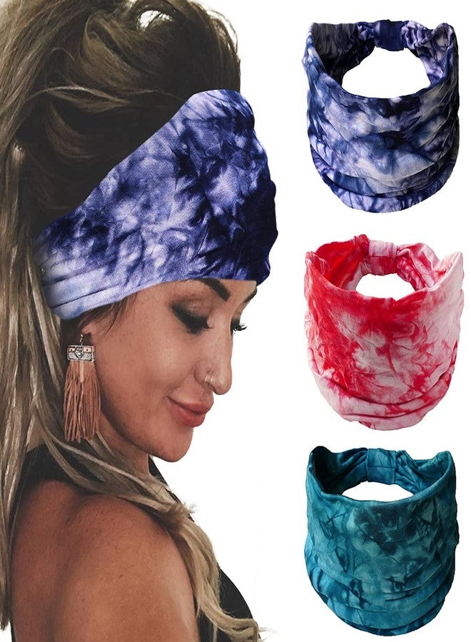 Bohend Boho Wide Headband Women Cotton Headbands Knotted Stretchy Bandeau No Slip Yoga Hairband (F) - Image 1