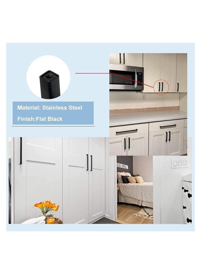 3Pack Black Square Cabinet Pull 5Inch Drawer Handle Stainless Steel Modern Hardware for Kitchen and Bathroom Cupboard Dresser Door Pulls - Image 3