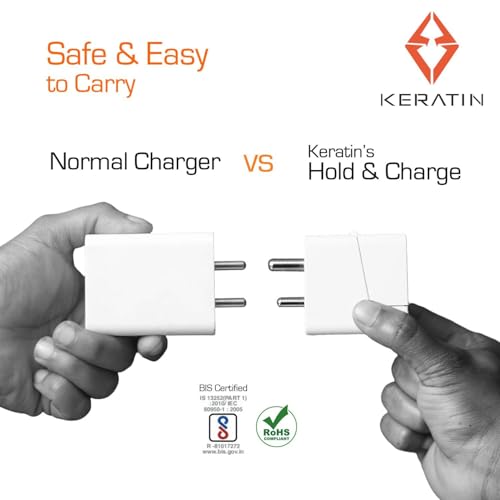 KERATIN محول شاحن سريع KERATIN 25W Type-C، الأول في العالم بتقنية Hold & Charge، متوافق مع جميع أجهزة Android و iOS و USB-C، شاحن PD 25W وحامل مع كابل مضفر Type C إلى C - Image 3