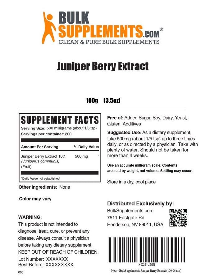 Juniper Berry Extract Powder Juniper Berries Juniper Berry Powder 500Mg Of Juniper Extract Per Serving Juniper Extract Powder (100 Grams 3.5 Oz)