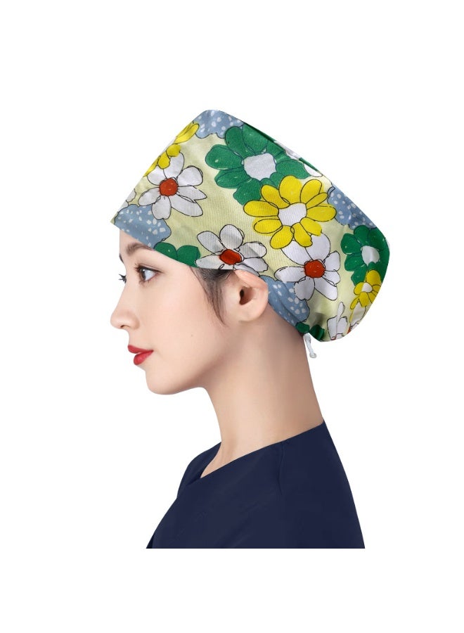 NIBEMINENT Women's Long Hair Nursing Cap Cotton Adjustable Medical Hospital Surgical Cap Unisex Anesthesiologist Nurse Working Scrub Caps