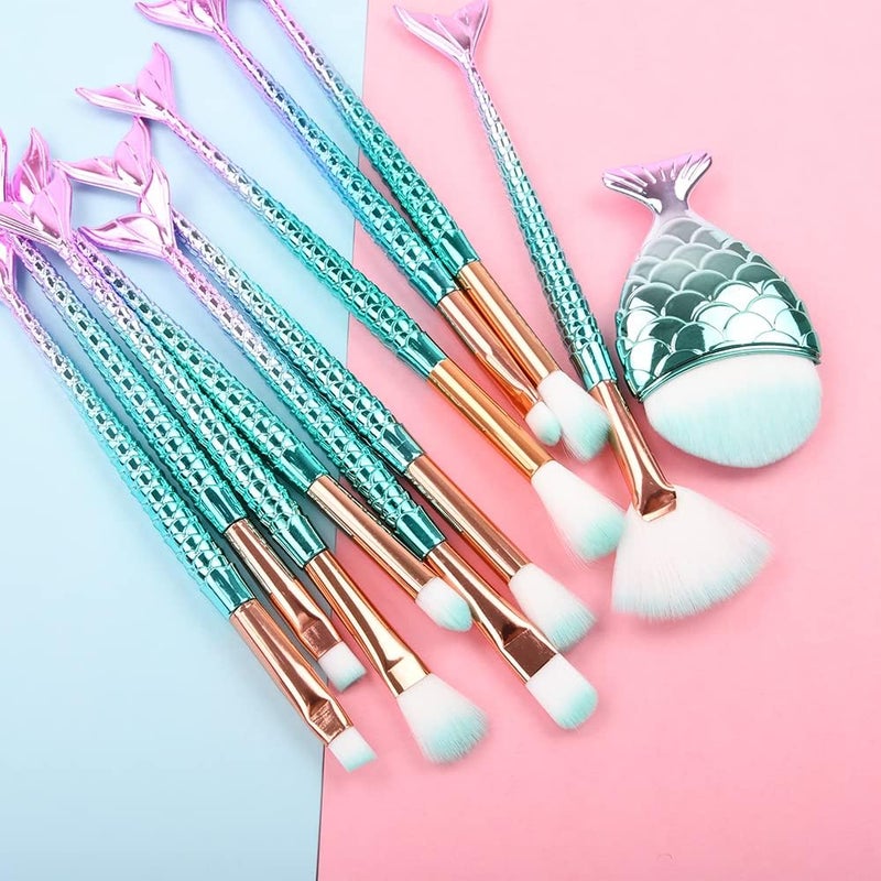 Tenmon 11 Pcs Mermaid Makeup Brush Set Professional Eye Makeup Brushes For Eyeshadow Concealer Eyeliner Brow Blending Brush Tool - Image 3