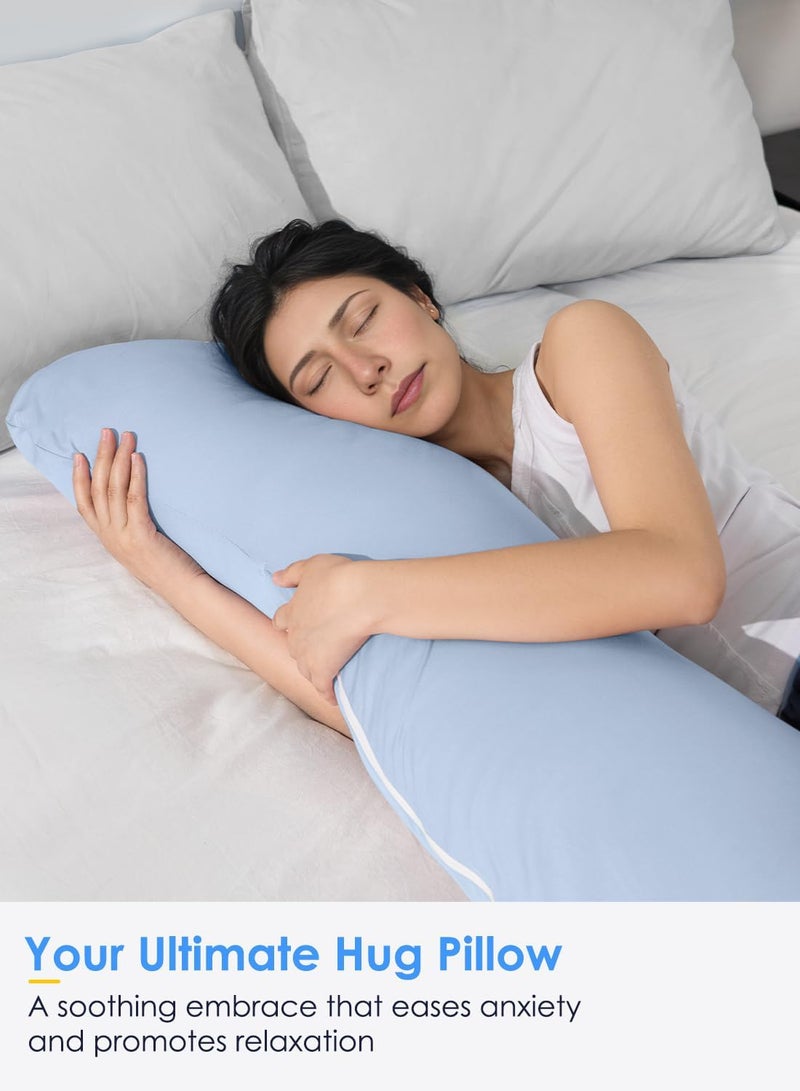 QUEEN ROSE Cooling Body Pillow, Full Body Support Pillow for Side Sleepers, Soft S Shaped Hug Pillow for Adults, with Removable Pillowcase, Blue - Image 5