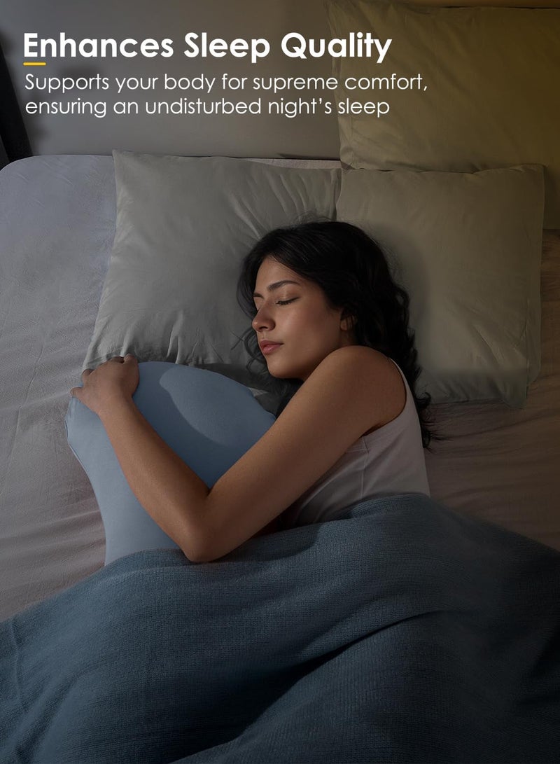 QUEEN ROSE Cooling Body Pillow, Full Body Support Pillow for Side Sleepers, Soft S Shaped Hug Pillow for Adults, with Removable Pillowcase, Blue - Image 3