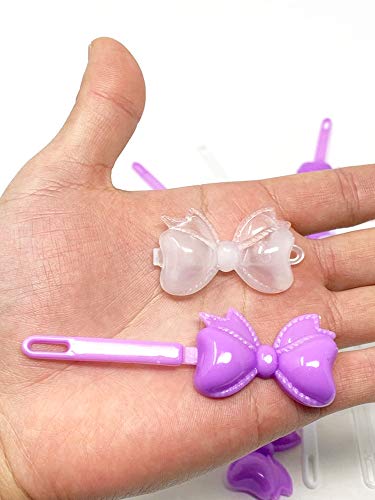 Tara Girls Self Hinge Bow Hair Barrettes - Purple & White - 18 Pcs. - Image 4