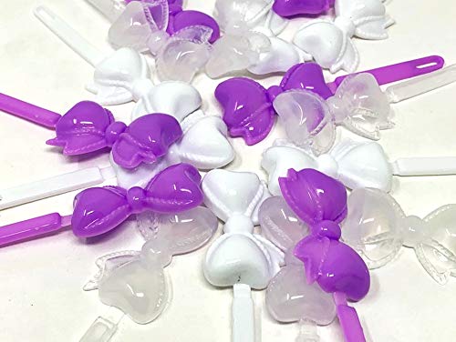 Tara Girls Self Hinge Bow Hair Barrettes - Purple & White - 18 Pcs. - Image 3