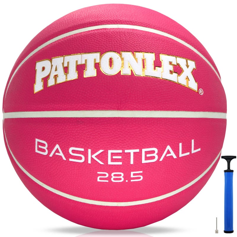 PATTONLEX كرة سلة نسائية باتونليكس داخلية/خارجية - الحجم 6 (28.5) مع مضخة - مثالية لكرة سلة الفتيات (وردي) - Image 1