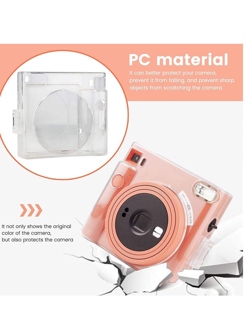 Protective Clear Case for Fujifilm Instax Square SQ1 Instant Film Camera Crystal Hard PC Cover with Removable Rainbow Shoulder Strap (Transparent) - Image 4