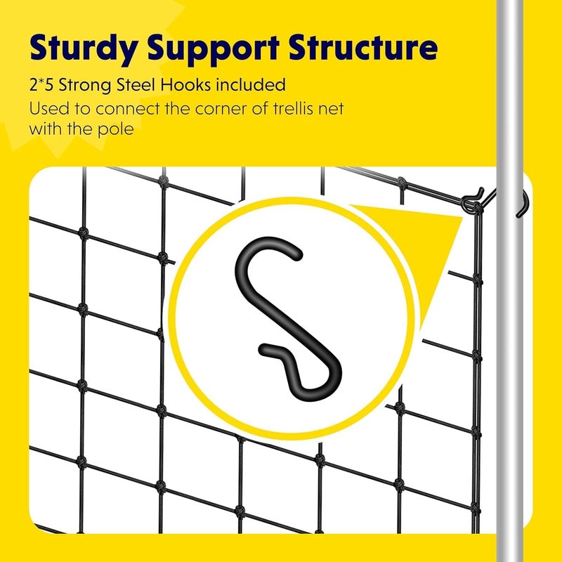 iPower 5x5FT Flexible Elastic Trellis Netting with Hooks Tent Grow Room Flowers Vegetables Climbing Plants Support 5 x 5 Black - Image 3