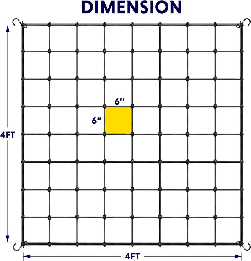 iPower 5x5FT Flexible Elastic Trellis Netting with Hooks Tent Grow Room Flowers Vegetables Climbing Plants Support 5 x 5 Black - Image 2