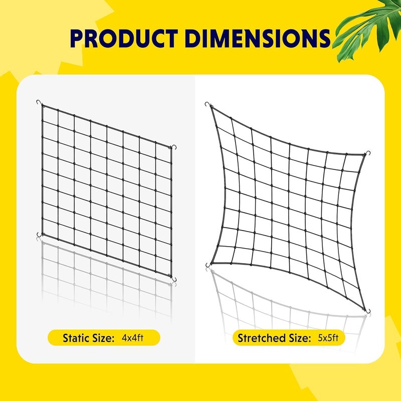 iPower 5x5FT Flexible Elastic Trellis Netting with Hooks Tent Grow Room Flowers Vegetables Climbing Plants Support 5 x 5 Black - Image 5