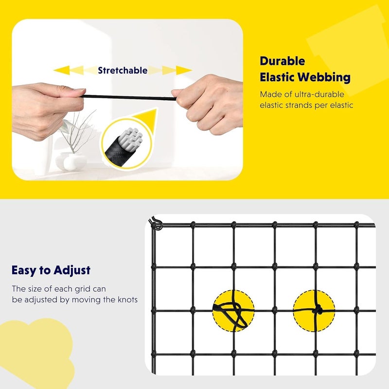 iPower 5x5FT Flexible Elastic Trellis Netting with Hooks Tent Grow Room Flowers Vegetables Climbing Plants Support 5 x 5 Black - Image 4