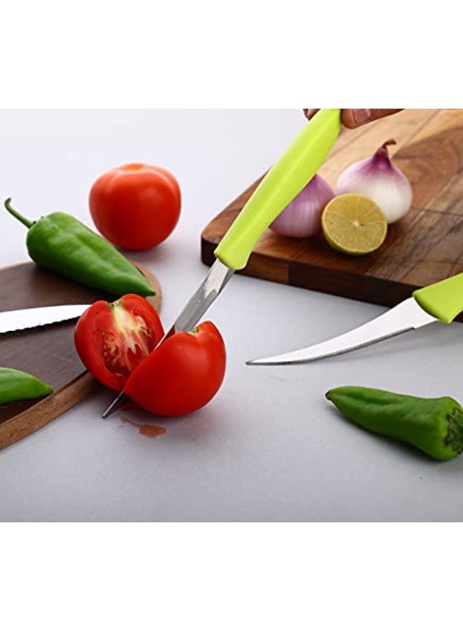 GANESH Stainless Steel Knife Set, 3-Pieces, Green, Blue and Pink - Image 5