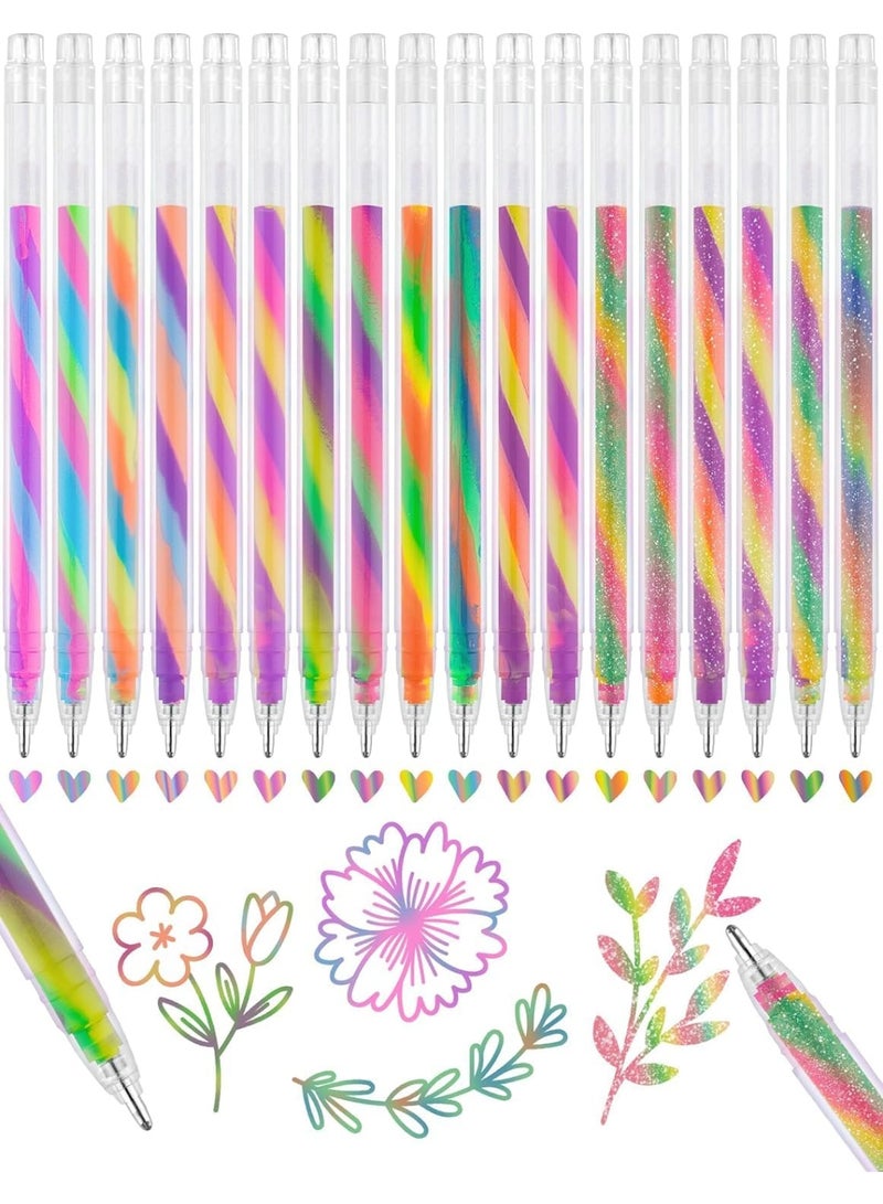 Color-Changing Gel Ink Pen 18 Pack, 1.2mm/0.047’’ Fine Round Tip, Transparent Barrel, Vibrant Rainbow Glitter Gradient Neon Pastel Ink for Writing, Drawing, Journaling, Non-Toxic - Image 1