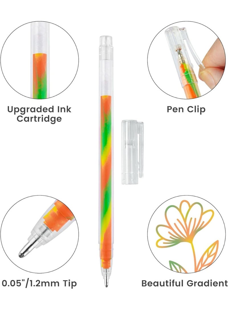 Color-Changing Gel Ink Pen 18 Pack, 1.2mm/0.047’’ Fine Round Tip, Transparent Barrel, Vibrant Rainbow Glitter Gradient Neon Pastel Ink for Writing, Drawing, Journaling, Non-Toxic - Image 4