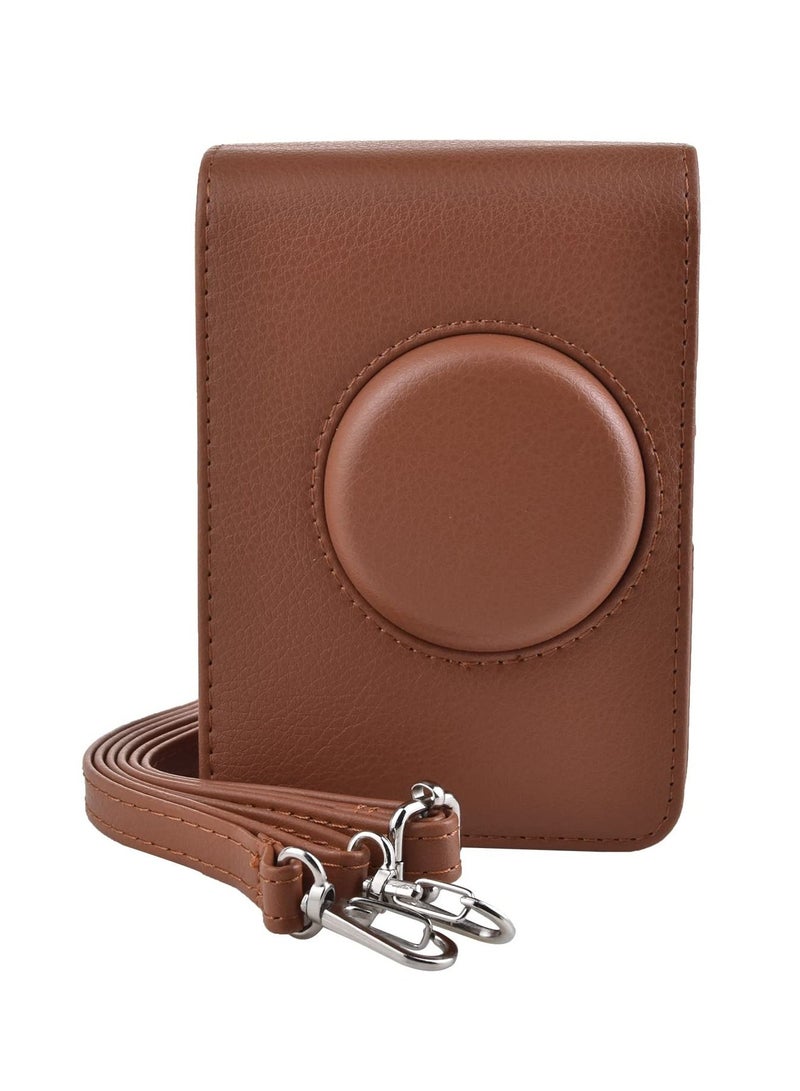 Camera Case Vintage PU Leather Protective Case for Fujifilm Instax Mini EVO Instant Camera with Removable Shoulder Strap Vertical (Brown)  - Image 1