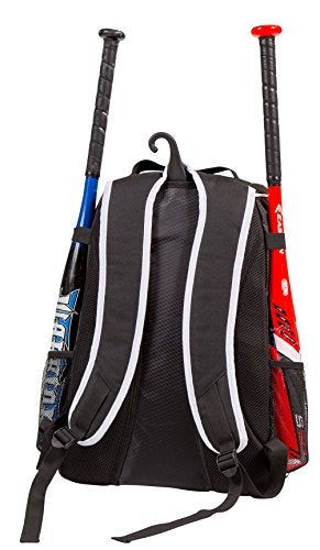 Athletico Baseball Bat Bag - Backpack for Baseball, T-Ball & Softball Equipment & Gear for Youth and Adults | Holds Bat, Helmet, Glove, Shoes | Separate Shoe Compartment, Fence Hook (Black) - Image 4